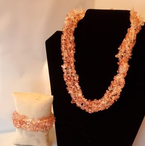 Nwt RARE Cherry quartz necklace and bracelet